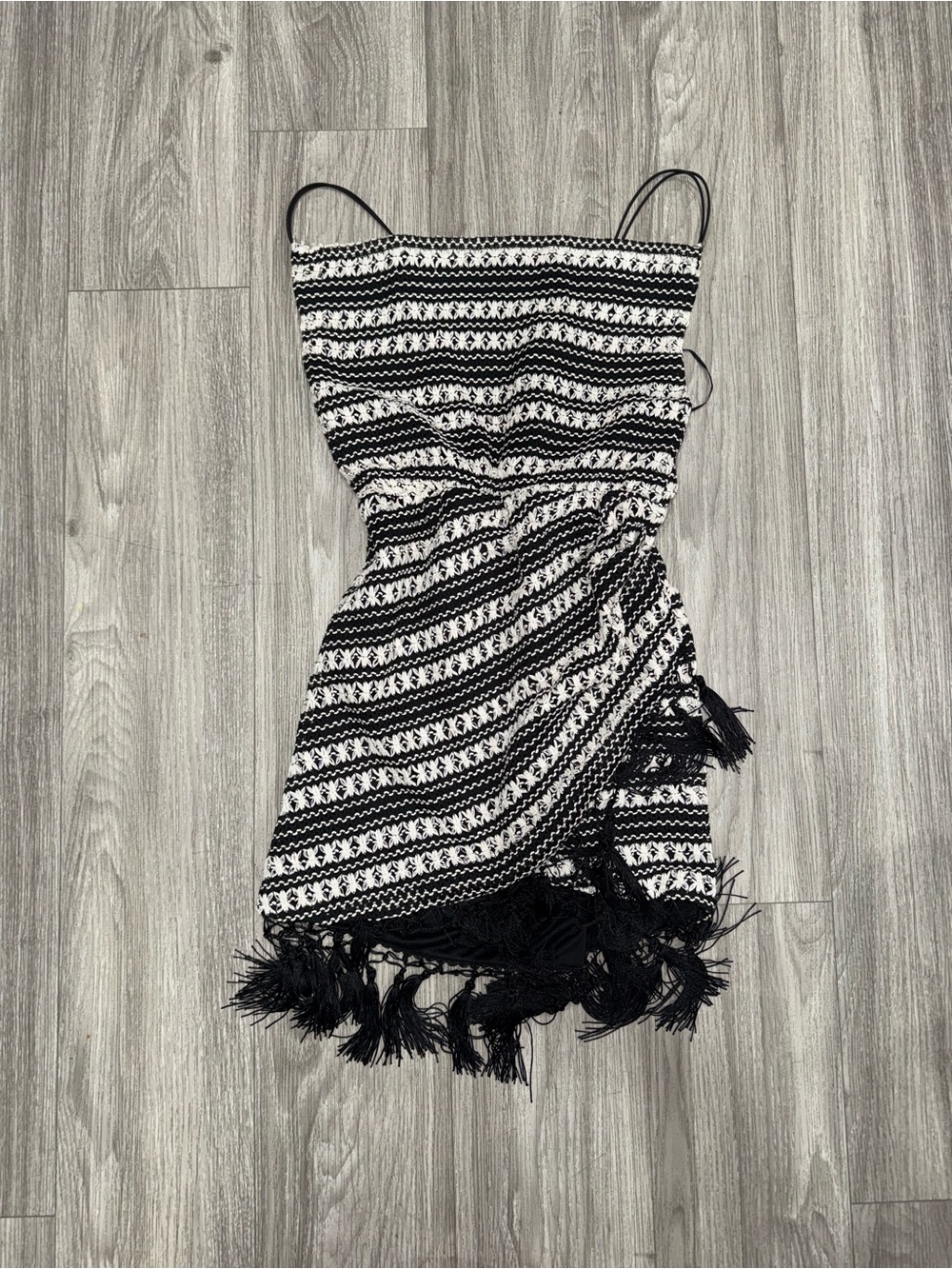 Fashion Nova Black & White Fringe Mini Dress